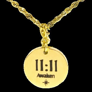 1111 Angel Number Necklace, Awaken Charm, 18K Gold Spiritual Jewelry